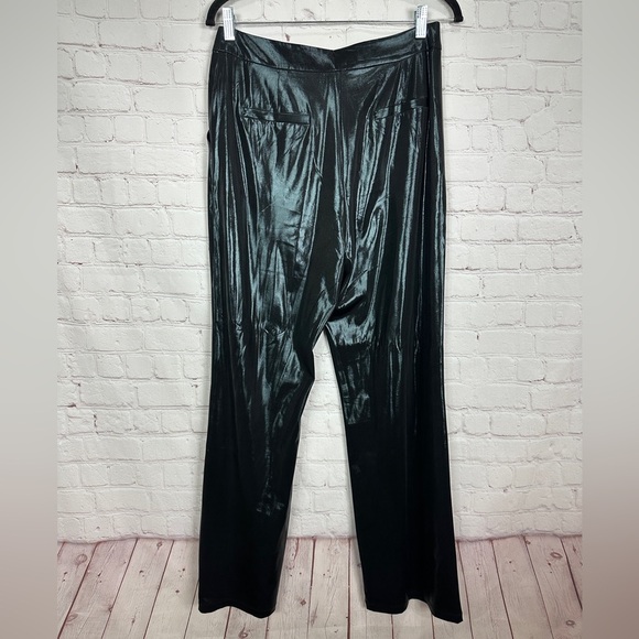Sincerely Jules Womens Large black shiny shimmer Metallic pants GUC dressy party - Picture 3 of 4